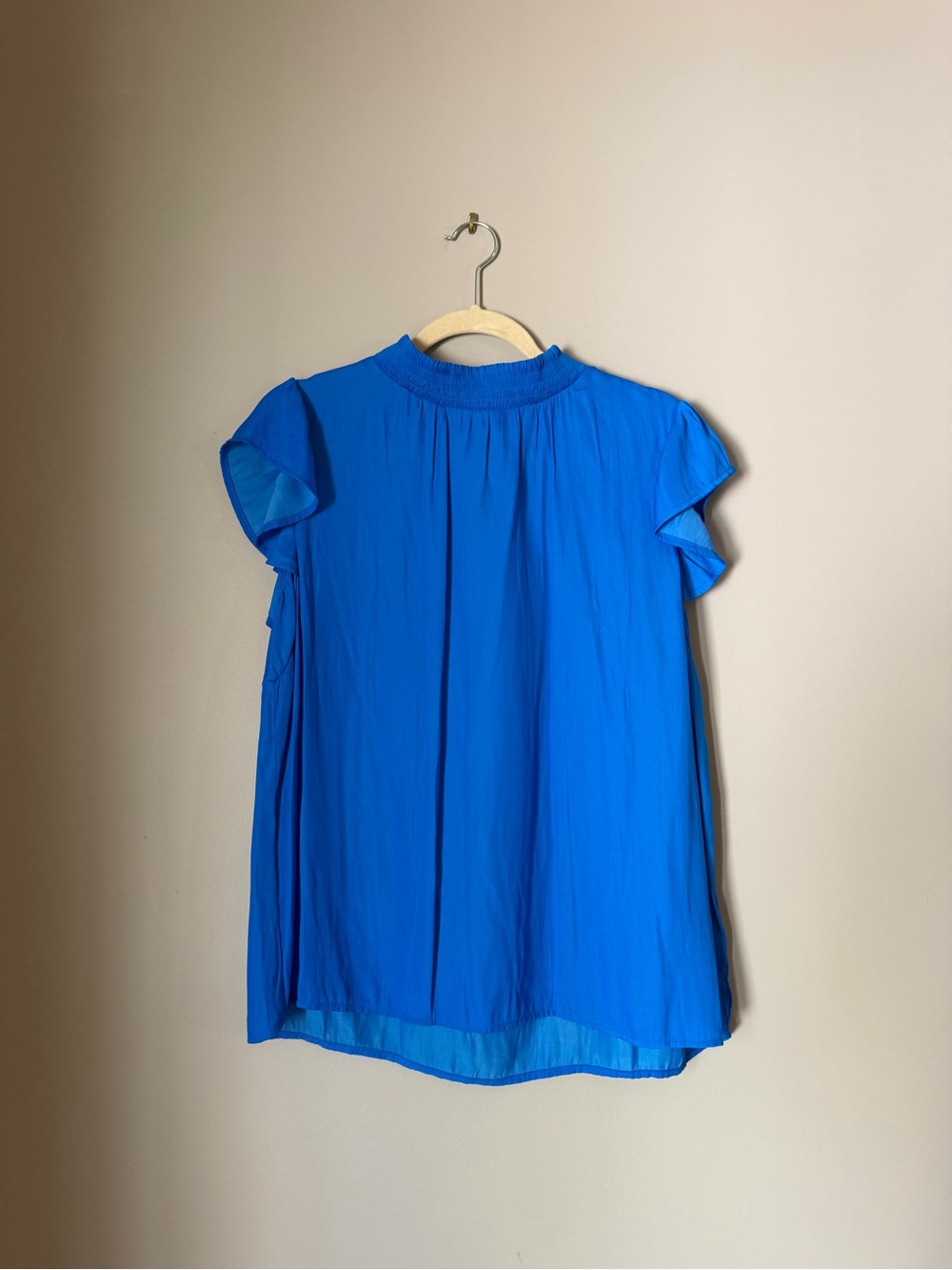 eesome Royal Blue Flutter Sleeve Blouse